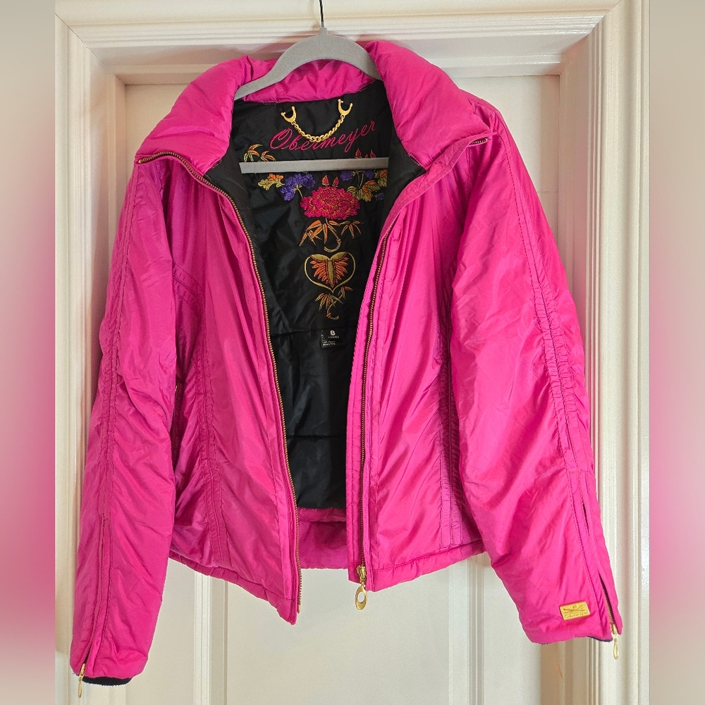 Obermeyer Embroidered Vintage Pink Jacket Women’s Retro Apres Ski 80/90s, Size 8